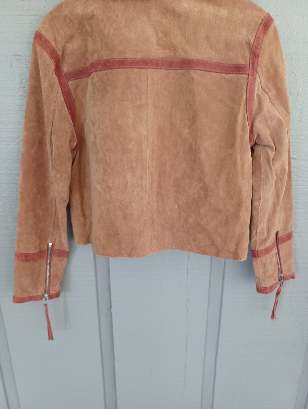 BLANKNYC Caramel Sauce Suede Jacket Size S Faux Shearling Collar Full Zip Pocket - Picture 12 of 15
